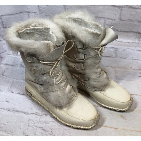 SOREL Nanook Faux Fur Trim Lace Up Mid-Calf Leather Winter Snow Boots Womens 9 ( - Picture 3 of 11